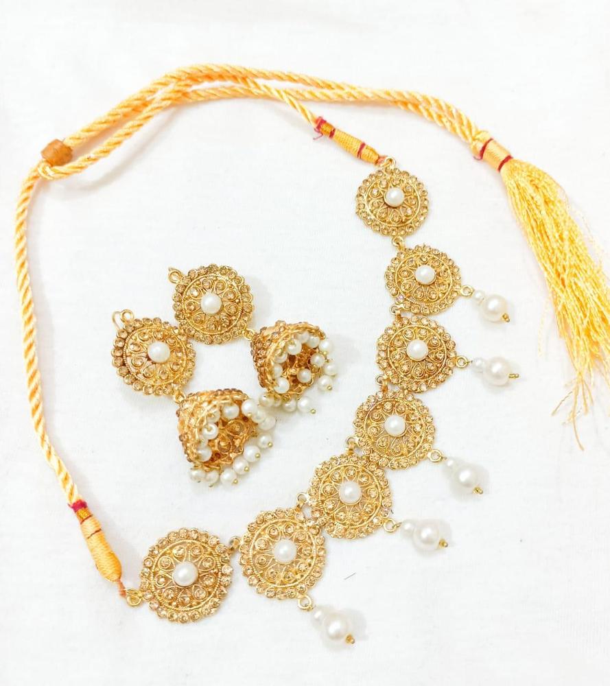 Gold Plated Bridal Choker Set with Earrings β Wedding Jewelry Set for Women Pakistan - Smart Hud