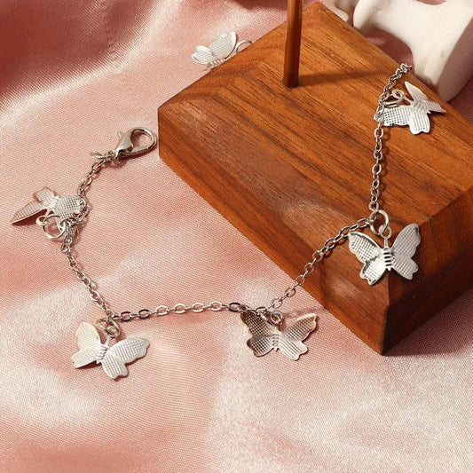 Product Title  Silver Butterfly Charm Bracelet for Women – Elegant Alloy Adjustable Bracelet for Girls & Women