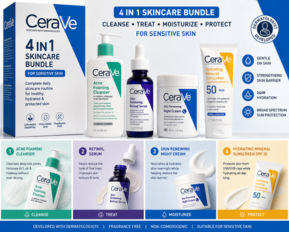 CeraVe 4 in 1 Skincare Bundle for Sensitive Skin