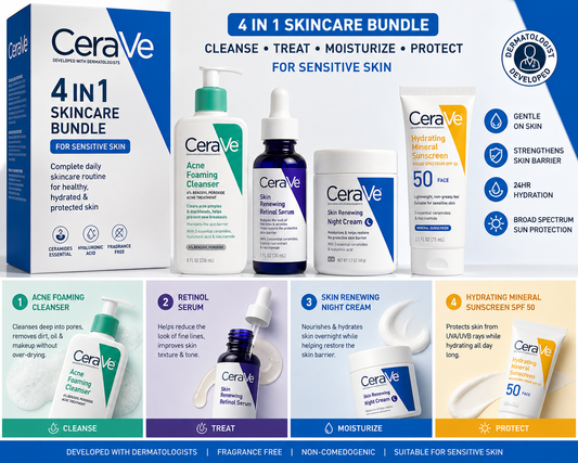 CeraVe 4 in 1 Skincare Bundle for Sensitive Skin