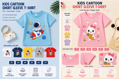 Kids Cartoon Short Sleeve T-Shirt