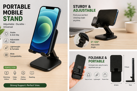 Portable Mobile Phone Stand – Adjustable ABS Desk Holder for iPhone & Android
