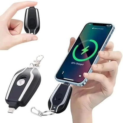 Fast Charging Keychain Power Bank – Portable Mini Charger USB Black Pakistan - Smart Hud
